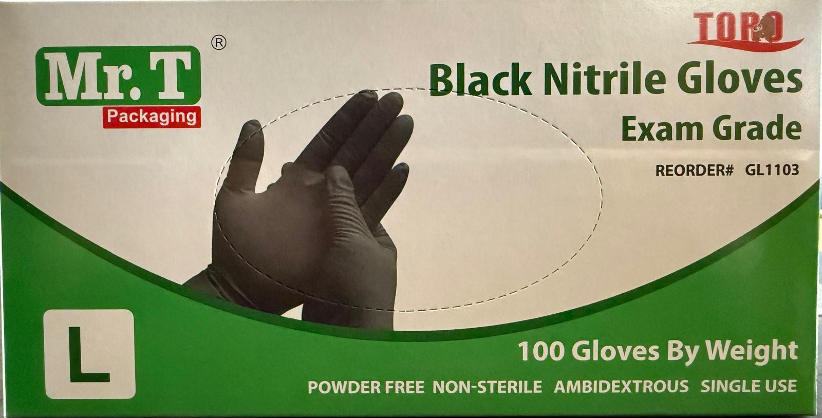 LARGE NITRILE GLOVES 10/100 BLACK