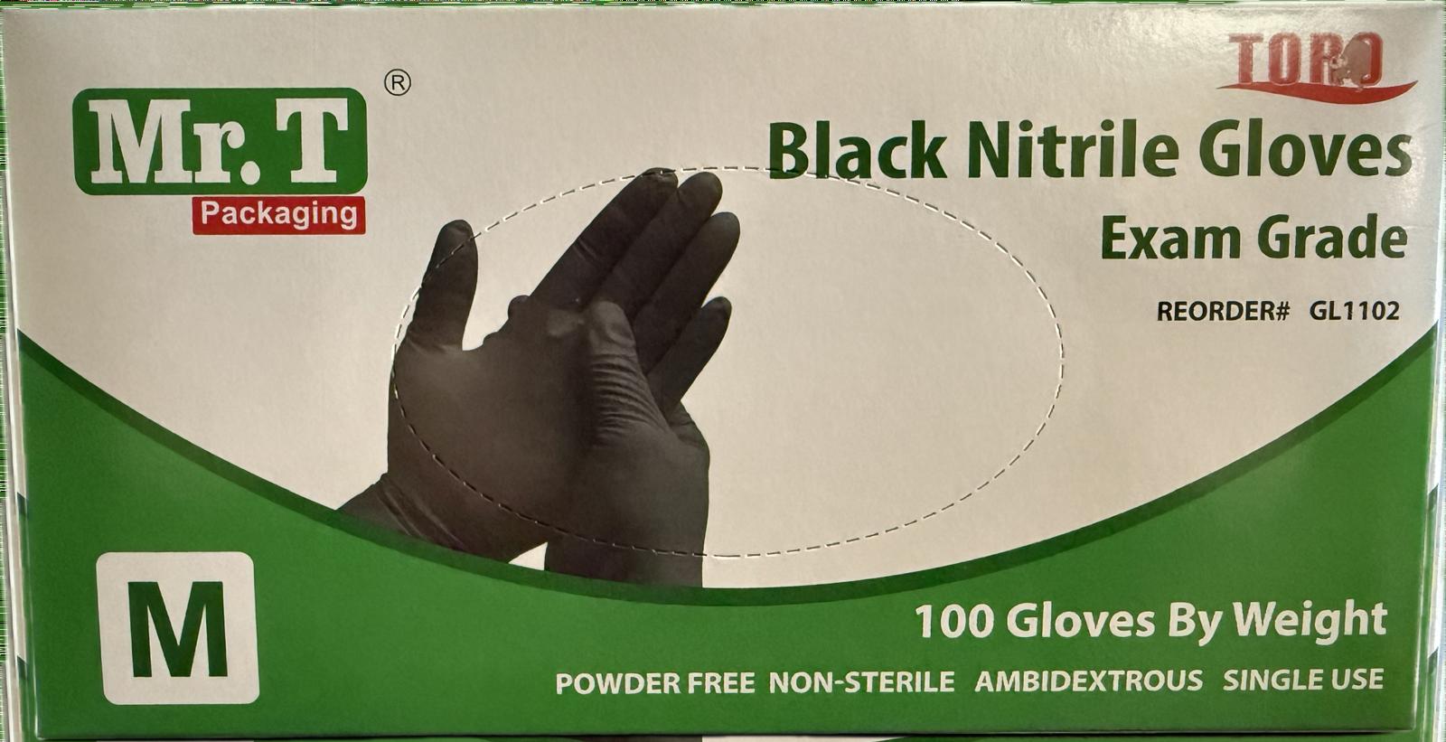 MEDIUM NITRILE GLOVES 10/100 BLACK